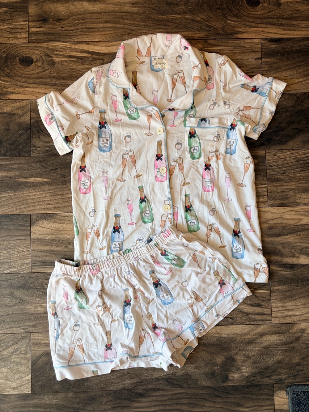 Bed Head Pjs Champagne wedding short sleeve stretch jersey pj set- medium